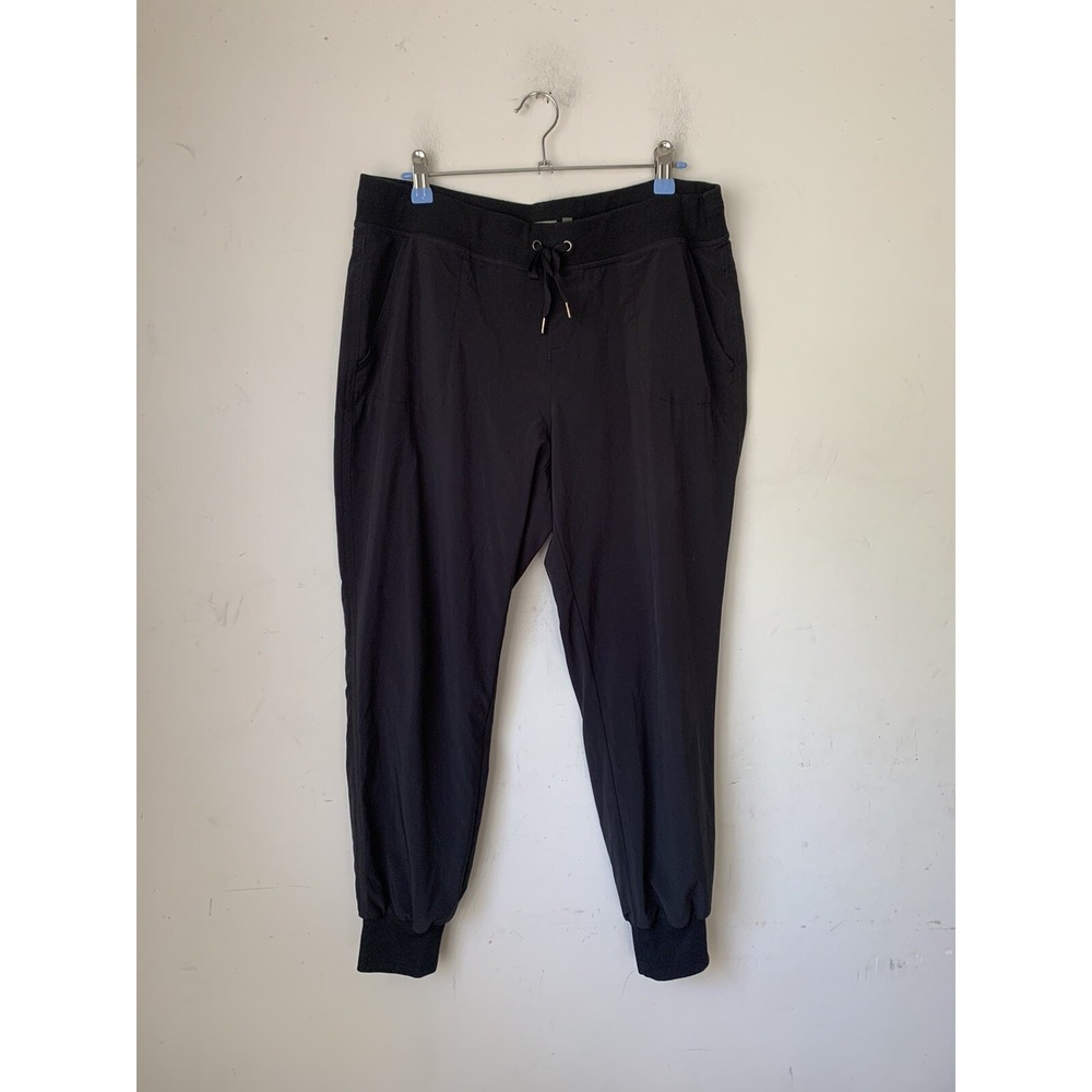 Athleta Womens Jogger Pants 10 Black Sweatpants Pull On Zipper Trekkie Stretch